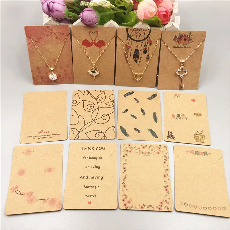 100Pcs/Lot Jewelry Packaging Card For Necklace Bracelet Display Carrying Card Kraft Paper Multi Styles 7x5cm Necklace Cards
100Pcs/Lot Jewelry Packaging Card For Necklace Bracelet Display Carrying Card Kraft Paper Multi Styles 7x5cm Necklace Cards