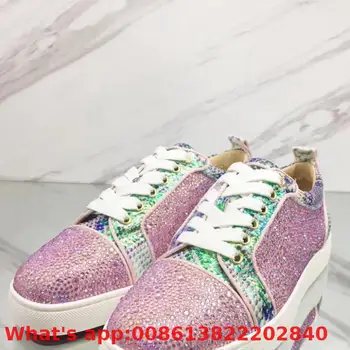 Lovers Low Cut Leisure Lace Up Pink Snake Leather Rhinestone Diamond Red Bottoms For Man Shoes Sneakers Tie Casual Flat
Lovers Low Cut Leisure Lace Up Pink Snake Leather Rhinestone Diamond Red Bottoms For Man Shoes Sneakers Tie Casual Flat