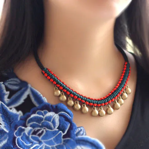 Original High Quality Unique Pure Handmade Elegant Necklace Hanging Jingly Copper Bells Chinese Silk String Ethnic Jewelry
Original High Quality Unique Pure Handmade Elegant Necklace Hanging Jingly Copper Bells Chinese Silk String Ethnic Jewelry