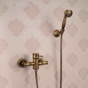 Antique Brass Bamboo Shower Faucet Set Single Handle Handheld Shower Mixers Hot and Cold Water Taps
Antique Brass Bamboo Shower Faucet Set Single Handle Handheld Shower Mixers Hot and Cold Water Taps