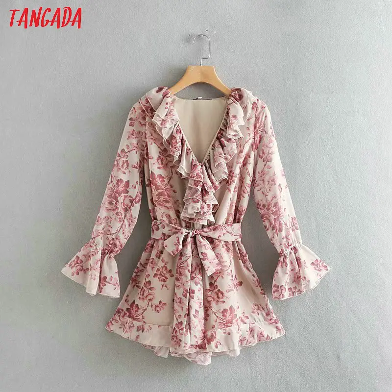 Tangada fashion women chiffon boho style ruffles playsuits flower print pink jumpsuit flare sleeve rompers beach overalls OZ239
Tangada fashion women chiffon boho style ruffles playsuits flower print pink jumpsuit flare sleeve rompers beach overalls OZ239