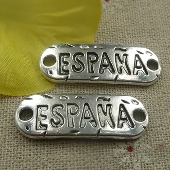 60 pieces tibetan silver ESPANA connectors 35x12x2mm #4466 
60 pieces tibetan silver ESPANA connectors 35x12x2mm #4466