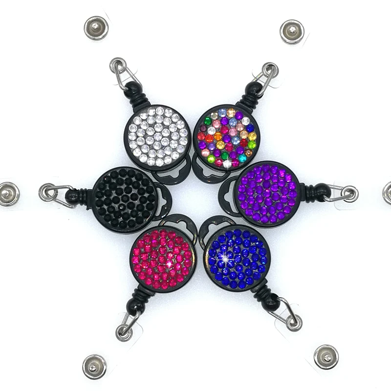 Bling Rhinestone Retractable Crystal ID Card Badge Holder Reels With Clip Retractable Badge Reel with Breakaway Safety Clasp
Bling Rhinestone Retractable Crystal ID Card Badge Holder Reels With Clip Retractable Badge Reel with Breakaway Safety Clasp