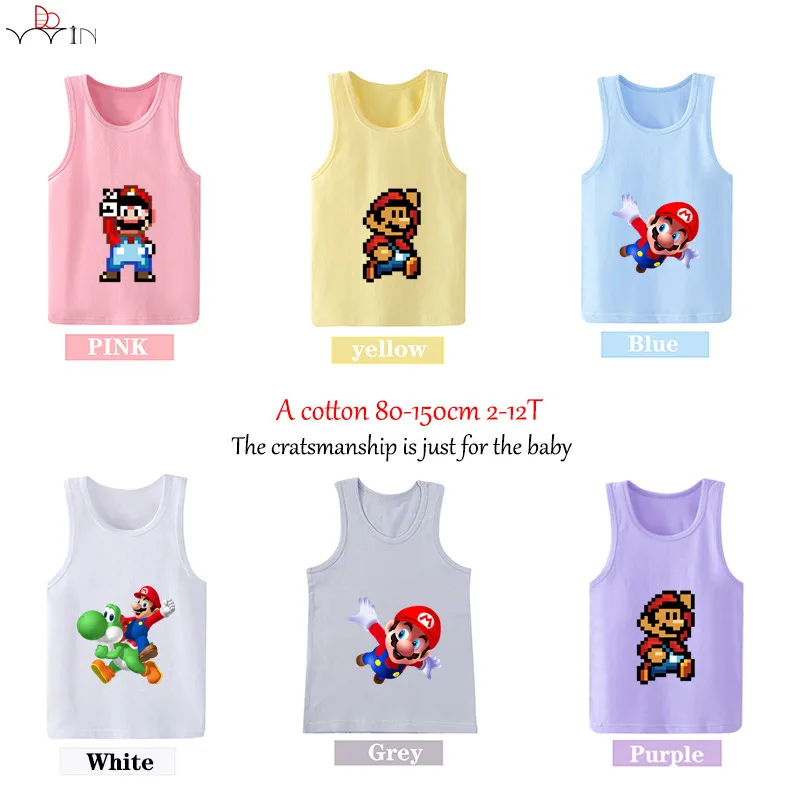Fashion Super Mario print sleeveless T-shirt trendy children's T-shirt cotton boy sleeveless clothing boy's vest
Fashion Super Mario print sleeveless T-shirt trendy children's T-shirt cotton boy sleeveless clothing boy's vest