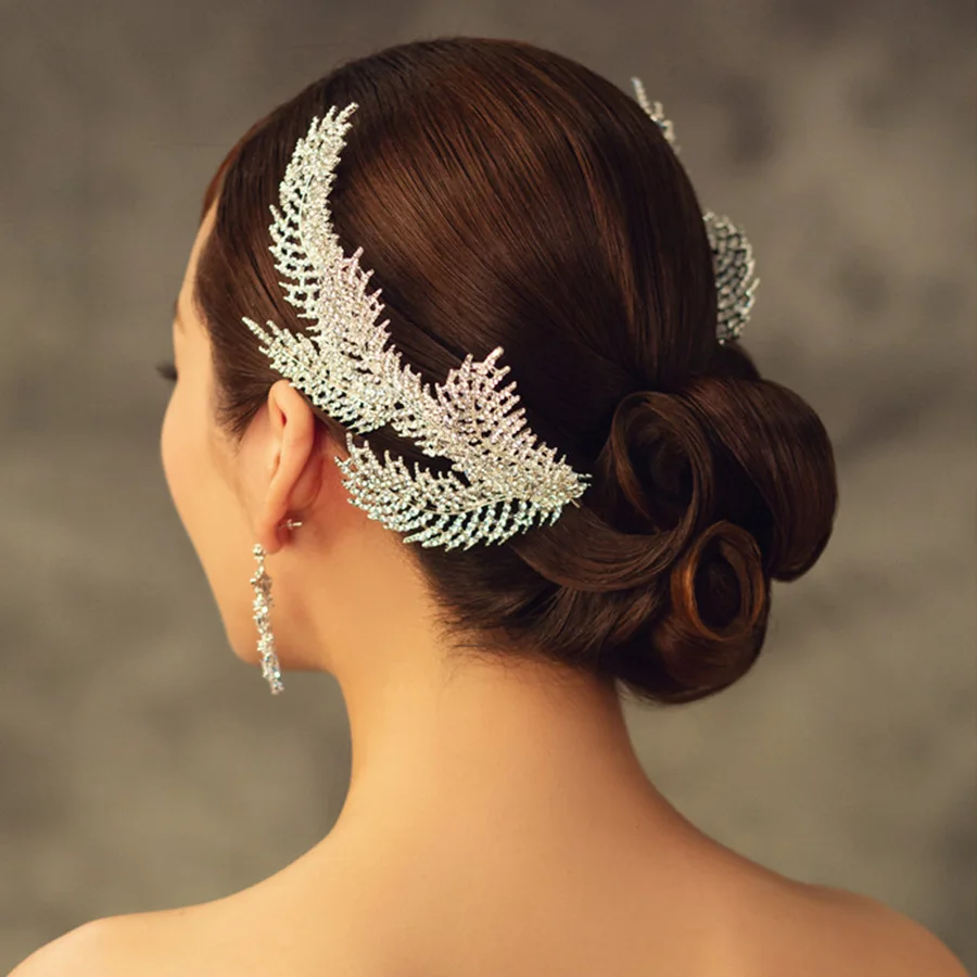 KMVEXO Vintage Wedding Headband Handmade Rhinestone Bridal Headpieces Leaf Crown Women Party Pageant Hair Accessories | Украшения и