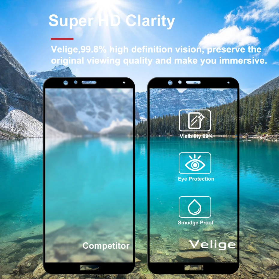 Velige 2.5D Full Cover Tempered Glass for Huawei Honor 7X Honor7X 7 X Screen Protector Ultra Thin Safety Glass Film (6)
