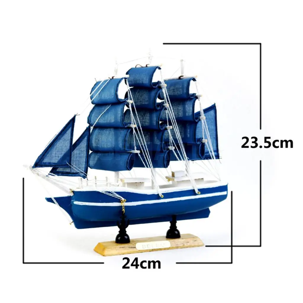 MagiDeal 9.5 Inches Handcrafted Home Decorative Nautical Wooden Pirate Ship Sailboat Boat Model for Kids Children Cool Xmas Gift
