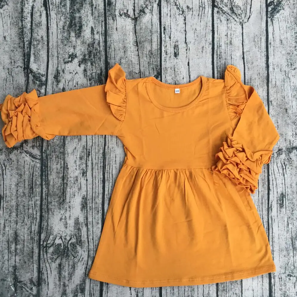 Orange Icing Ruffle Kids Shirts Wholesale Toddler Long Sleeved Ruffle Girls Flutter Dress Baby Frock Design
Orange Icing Ruffle Kids Shirts Wholesale Toddler Long Sleeved Ruffle Girls Flutter Dress Baby Frock Design