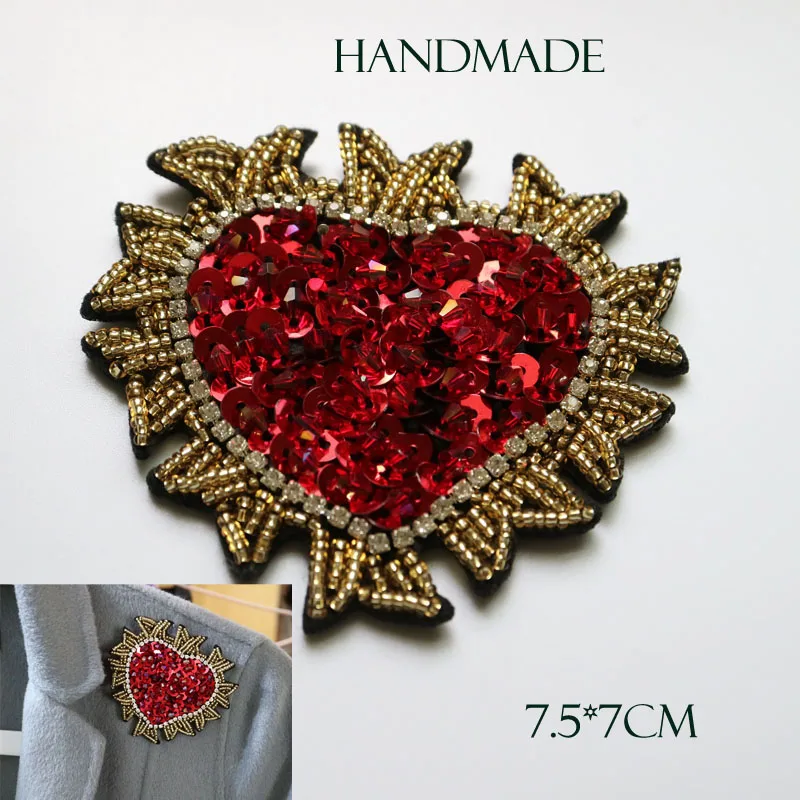 1pc Red heart Handmade rhinestone beaded patches for clothing DIY 3d embrodery patch applique decorative sequins Parches
1pc Red heart Handmade rhinestone beaded patches for clothing DIY 3d embrodery patch applique decorative sequins Parches
