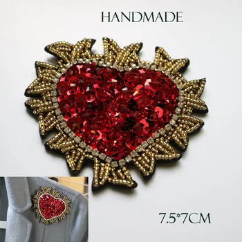 Fashion Red heart Handmade rhinestone beaded patches for clothing DIY 3d embroidery patch appliques decorative sequins Parches
Fashion Red heart Handmade rhinestone beaded patches for clothing DIY 3d embroidery patch appliques decorative sequins Parches