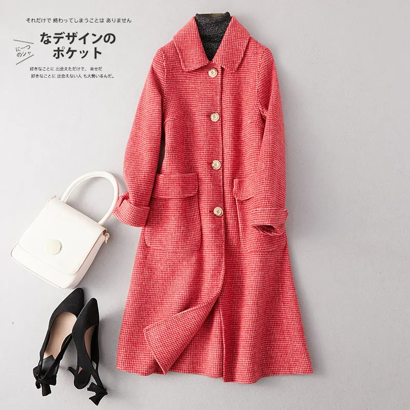 Autumn 2019 New High Grade Double-Sided 100% Wool Coat Womne Long Wool Jacket Fashion Red Loose lattice Woolen Coat Outerwear
Autumn 2019 New High Grade Double-Sided 100% Wool Coat Womne Long Wool Jacket Fashion Red Loose lattice Woolen Coat Outerwear