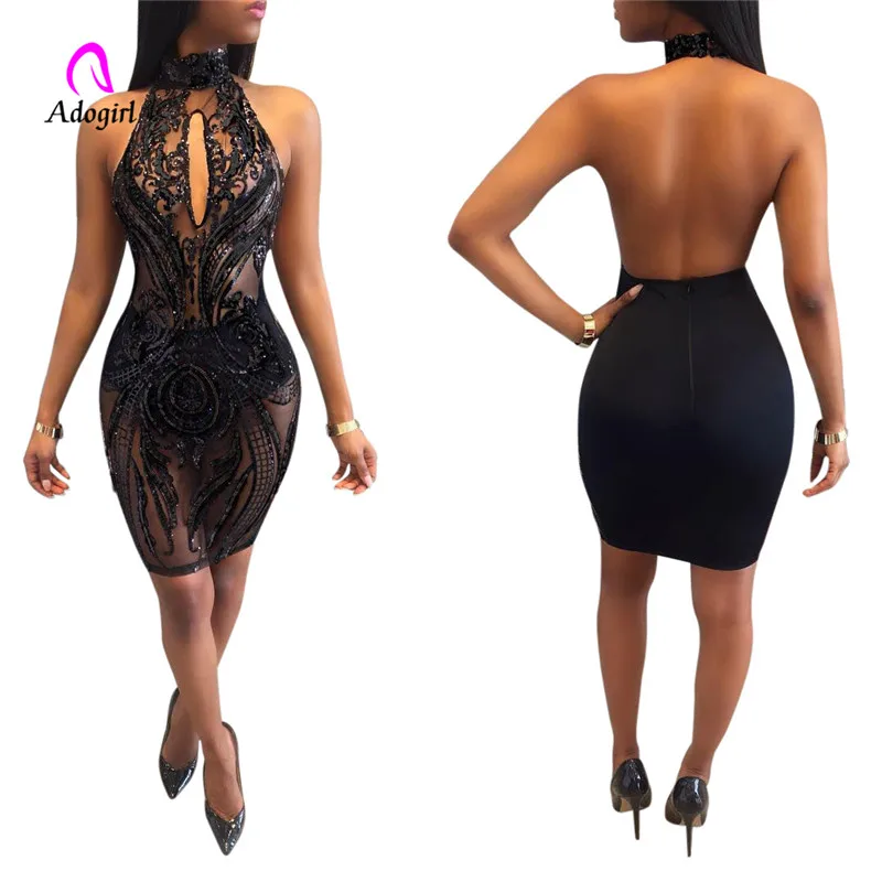 Adogirl Sequined see-through backless dress halter black night clubs bust hollow out sexy mini dress for lady printed suits
Adogirl Sequined see-through backless dress halter black night clubs bust hollow out sexy mini dress for lady printed suits