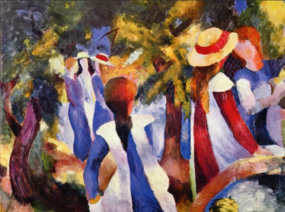 

High quality Oil painting Canvas Reproductions Girl in the greenery (1914) By August Macke hand painted