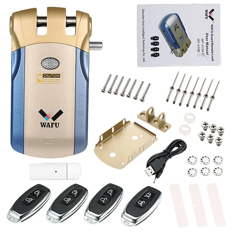 Wafu Wf-010A Wireless Security Invisible Keyless Entry Door Intelligent Lock Ios Android App Unlocking With 4 Remote Keys Gold 
Wafu Wf-010A Wireless Security Invisible Keyless Entry Door Intelligent Lock Ios Android App Unlocking With 4 Remote Keys Gold