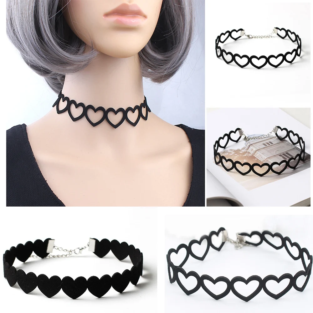 Love Heart Necklaces Women Girls Gothic Lolita Punk Hollow Choker Adjustable Black Velvet Suede Leather Jewelry Fashion Charms
Love Heart Necklaces Women Girls Gothic Lolita Punk Hollow Choker Adjustable Black Velvet Suede Leather Jewelry Fashion Charms