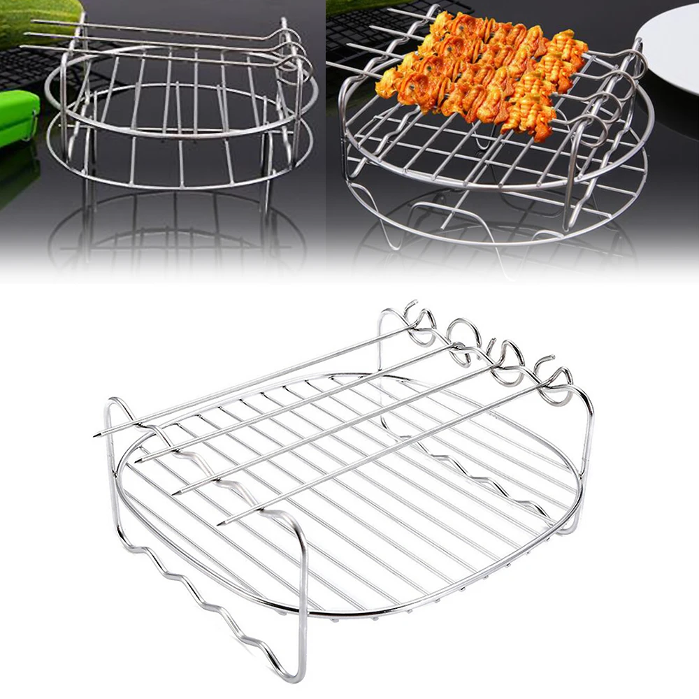 BBQ Rack Air Fryer Holder Stainless Steel Double-deck Skewers Home Replacement Baking Tray Barbecue BBQ Rack 3
BBQ Rack Air Fryer Holder Stainless Steel Double-deck Skewers Home Replacement Baking Tray Barbecue BBQ Rack 3