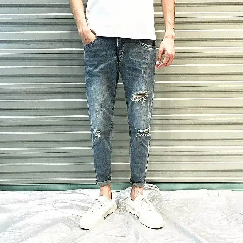 2019 men's hole jeans men's slim feet tide brand wild nine points summer light color thin section trend pants
2019 men's hole jeans men's slim feet tide brand wild nine points summer light color thin section trend pants