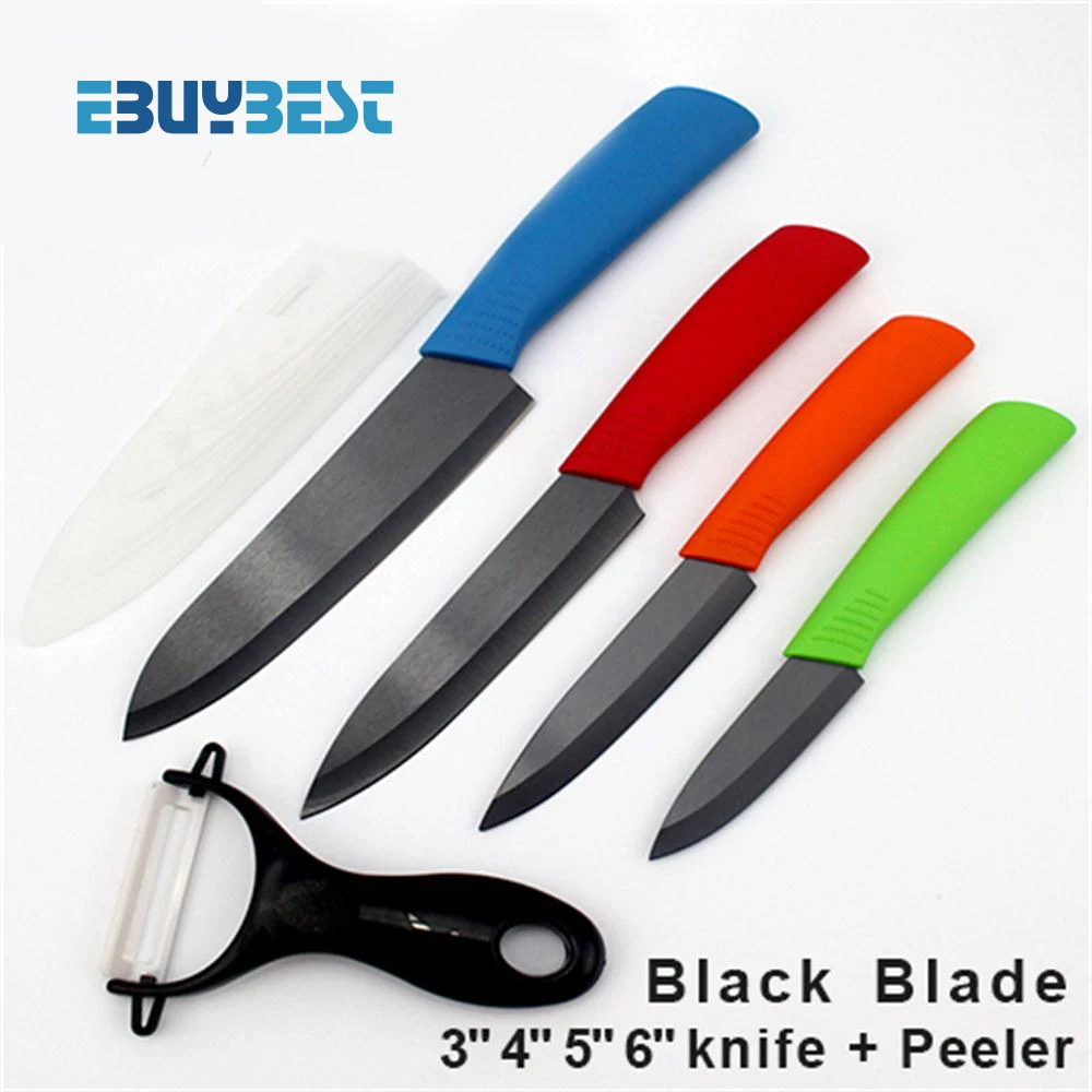 

Top grade ceramic knife 3" 4" 5" 6" inch + Peeler zirconia black blade kitchen knives knife set paring knife free shipping