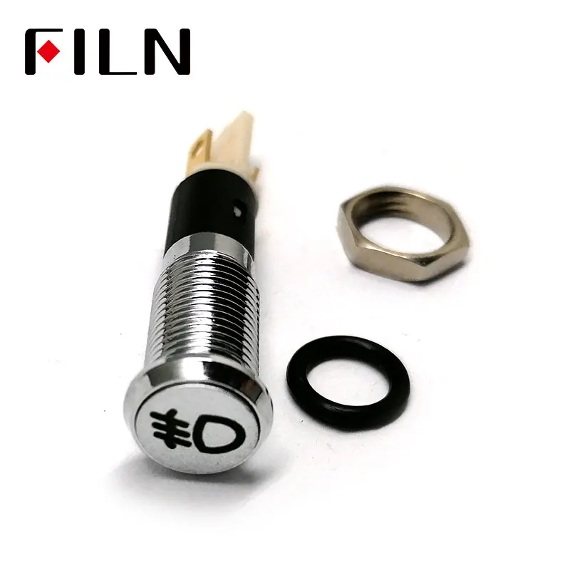 FILN 8mm C19 Car dashboard silver shell Rear fog light mark 12v led indicator light with Solder foot
FILN 8mm C19 Car dashboard silver shell Rear fog light mark 12v led indicator light with Solder foot
