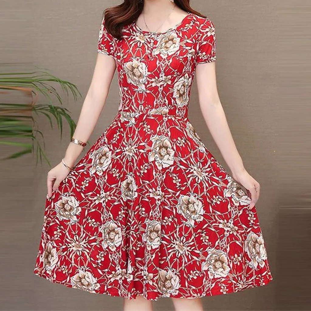 Fashsiualy Fashion Women Elegant Dress Printing Short Sleeve O-Neck Knee Length Bohemian Dress Vestidos Drop Shipping
Fashsiualy Fashion Women Elegant Dress Printing Short Sleeve O-Neck Knee Length Bohemian Dress Vestidos Drop Shipping