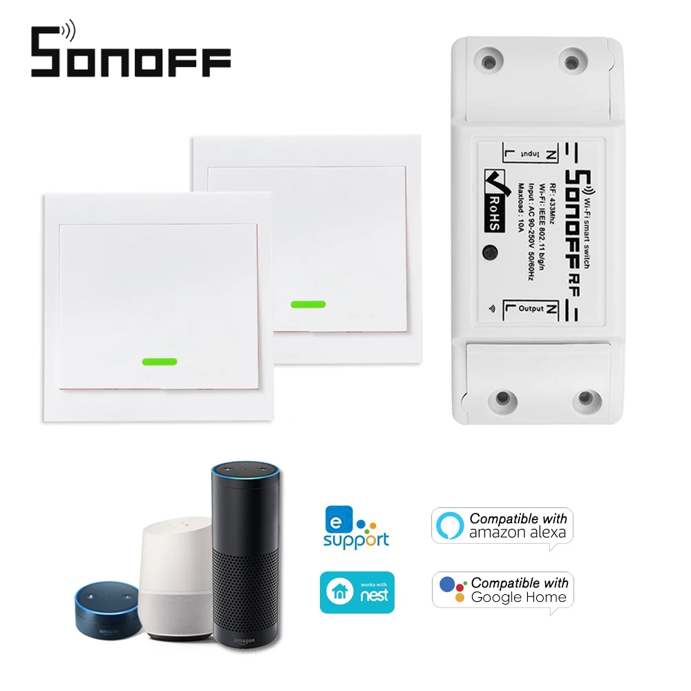 SONOFF RF Wifi Switch RF 433MHz 10A/2200W Wireless Switch 86 Type ON/Off Switch Panel 433MHz RF WiFi Remote Control Transmitter
SONOFF RF Wifi Switch RF 433MHz 10A/2200W Wireless Switch 86 Type ON/Off Switch Panel 433MHz RF WiFi Remote Control Transmitter