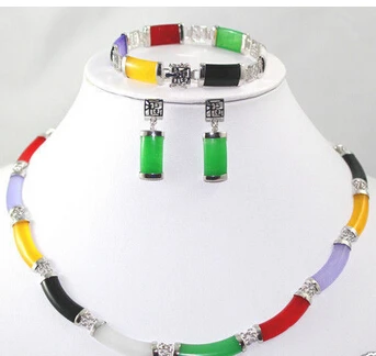 huij 003922 pretty Fine Multi-Coloured Jade bracelet earring Necklace Silvered set
huij 003922 pretty Fine Multi-Coloured Jade bracelet earring Necklace Silvered set
