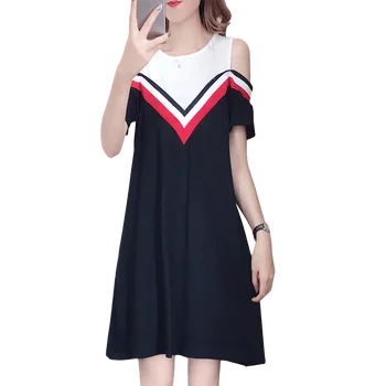 Women casual dress O neck big yards dress summer new fashion color matching strapless dresses lady vestido plus size XL -5XL
Women casual dress O neck big yards dress summer new fashion color matching strapless dresses lady vestido plus size XL -5XL