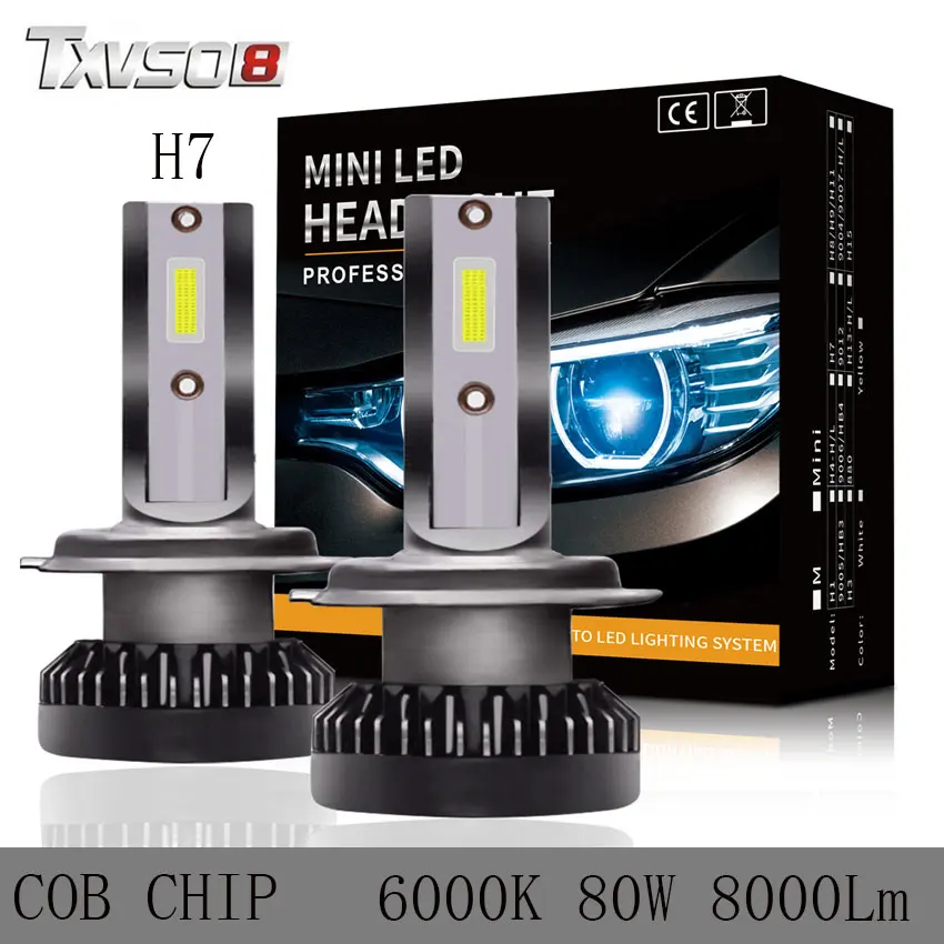 TXVSO8 2PCS LED H7 mini Car headlight Bulbs COB LED Chip Car Kit 6000K Headlamps Auto Lamps 80W 8000LM Pair luces led para auto
TXVSO8 2PCS LED H7 mini Car headlight Bulbs COB LED Chip Car Kit 6000K Headlamps Auto Lamps 80W 8000LM Pair luces led para auto