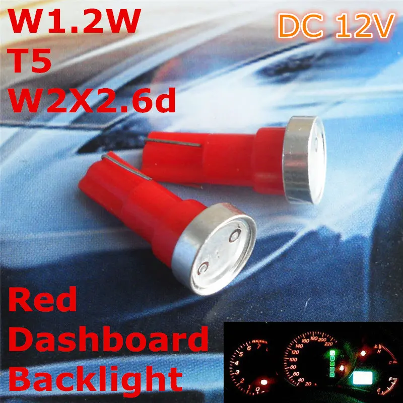 12V светодиодный красный цвет автомобильная лампа T5 (высокая мощность лампы) для