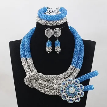 Magnificent Blue/Silver Crystal New Design Nigerian African Wedding Bridal/Women Beads Necklace Jewelry Set Free Shipping ANJ270 
Magnificent Blue/Silver Crystal New Design Nigerian African Wedding Bridal/Women Beads Necklace Jewelry Set Free Shipping ANJ270