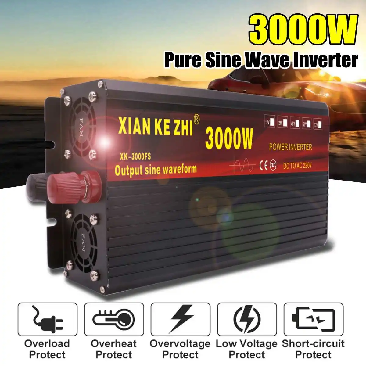 Inverter 12V/24V 220V 1500W Voltage transformer Pure Sine Wave Power Inverter 12/24/48/60/72V to AC 220V Converter
Inverter 12V/24V 220V 1500W Voltage transformer Pure Sine Wave Power Inverter 12/24/48/60/72V to AC 220V Converter