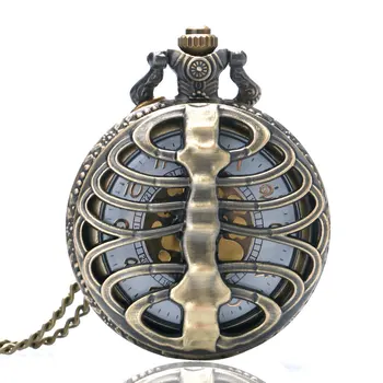 

Vintage Steampunk Spine Ribs Skeleton Hollow Quartz Pocket Watch for Men Women Necklace Pendant Clock Gifts Reloj De Bolsillo