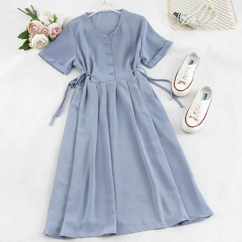 Women Summer O-Neck Short Sleeve Bandage Strap Waist Bow Dress Casual A-line Slim High Waist Button Pullover Party Midi Dresses
Women Summer O-Neck Short Sleeve Bandage Strap Waist Bow Dress Casual A-line Slim High Waist Button Pullover Party Midi Dresses