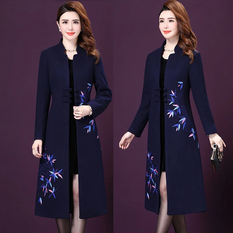 Winter Fall Fashion Women Mandarin Collar Blue Black Long Woolen Coat , Female Womens Embroidery Diamonds 4xl 5xl Coats Overcoat
Winter Fall Fashion Women Mandarin Collar Blue Black Long Woolen Coat , Female Womens Embroidery Diamonds 4xl 5xl Coats Overcoat