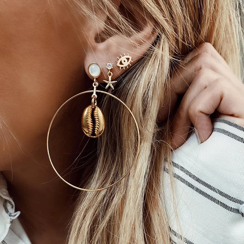 Fashion ZA Big Circle Shell Dangle Earrings Set For Women Sea Shell Drop Earrings Round Ear Stud Gold Summer Beach Jewelry 2019
Fashion ZA Big Circle Shell Dangle Earrings Set For Women Sea Shell Drop Earrings Round Ear Stud Gold Summer Beach Jewelry 2019