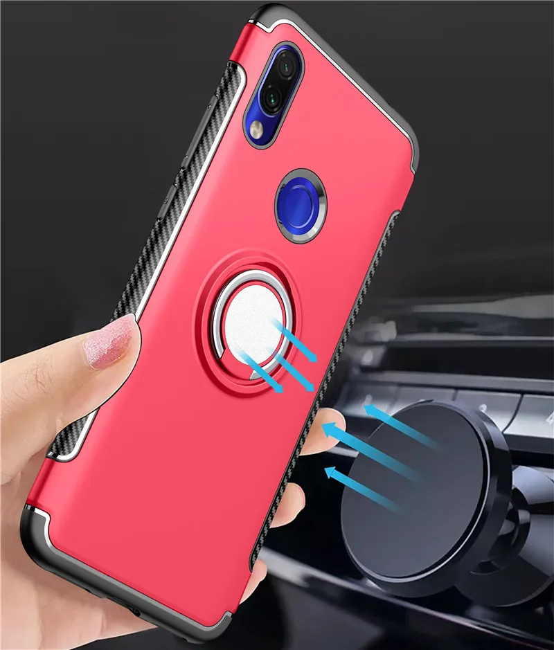 Redmi7 Ring Case For Xiaomi Redmi 7 Xaomi Car Holder Suction Back Cover Stand Hard PC Silicon Celulars Fundas Coque |
