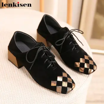 Lenkisen new genuine leather mixed colors women pumps med heels square toe lace up metal decorations gorgeous autumn shoes L3f5
Lenkisen new genuine leather mixed colors women pumps med heels square toe lace up metal decorations gorgeous autumn shoes L3f5