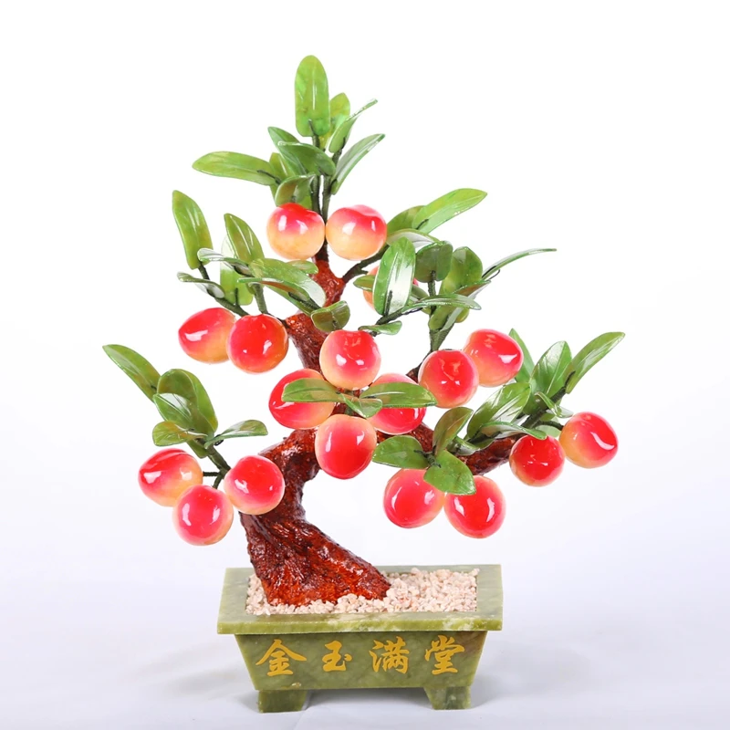 

Jade bonsai 18 small potted peach jade Topaz jewelry crafts gifts Home Furnishing living room decoration