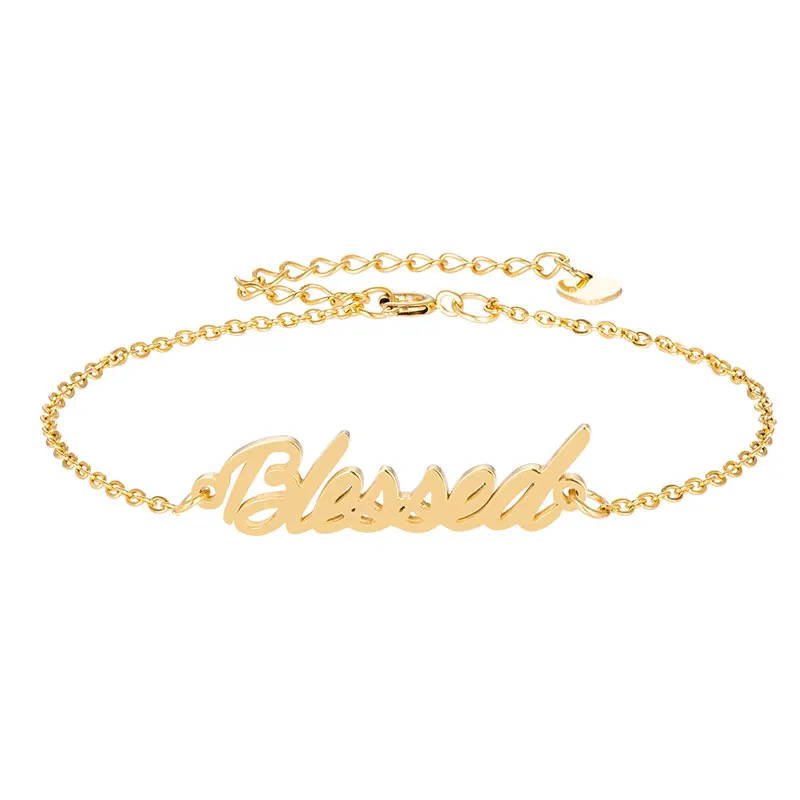 Blessed Stainless Steel Jewelry Name Anklet Bracelet for Women Girl's Handwriting Words Charm Christmas Wedding Bridesmaid Gift
Blessed Stainless Steel Jewelry Name Anklet Bracelet for Women Girl's Handwriting Words Charm Christmas Wedding Bridesmaid Gift