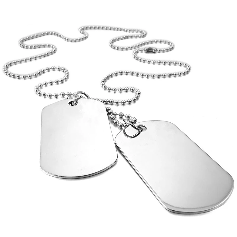2 PCS Alloy Pendant Necklace Pendant Silver Double Dog Tag plate Army Biker Chain Necklace Man, Woman
2 PCS Alloy Pendant Necklace Pendant Silver Double Dog Tag plate Army Biker Chain Necklace Man, Woman