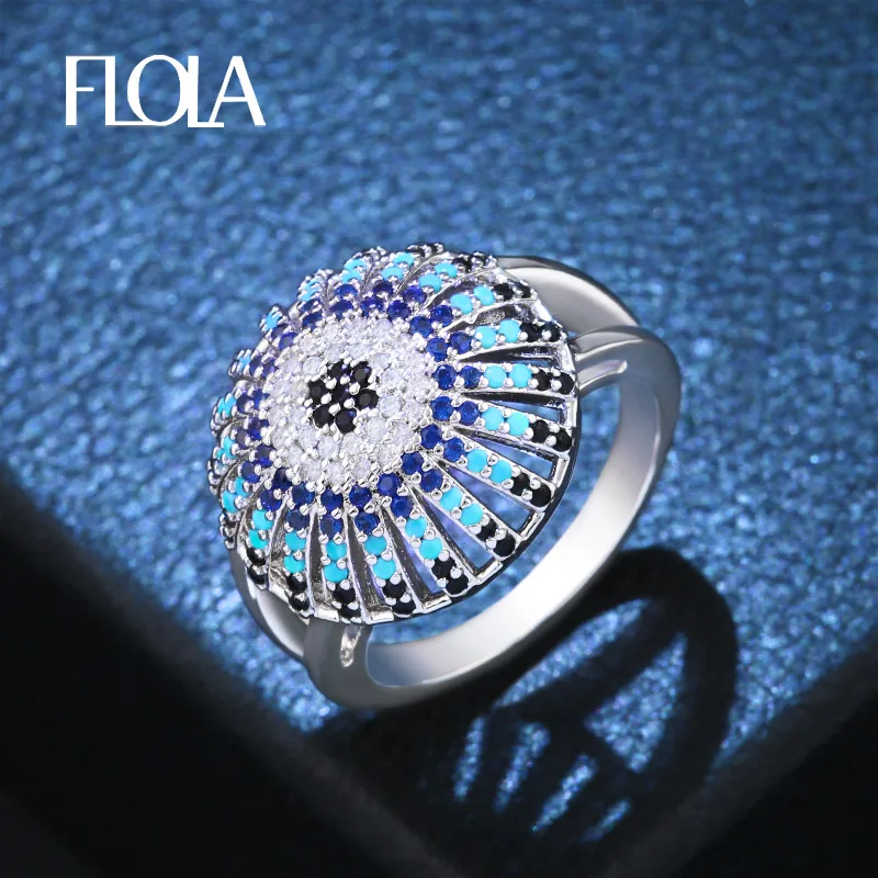FLOLA Turkish Blue Round Evil Eye Ring for Woman Man 925 Silver Big Eye Ring CZ Zircon Eye Ring Hamsa Jewelry Gift anillo righ16
FLOLA Turkish Blue Round Evil Eye Ring for Woman Man 925 Silver Big Eye Ring CZ Zircon Eye Ring Hamsa Jewelry Gift anillo righ16
