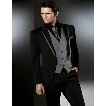 Silver Black Two Buttons Wedding suit for mens 2017 The Best Man Suits For Groomsman Suit Business Party men tuxedos 3Pcs
Silver Black Two Buttons Wedding suit for mens 2017 The Best Man Suits For Groomsman Suit Business Party men tuxedos 3Pcs