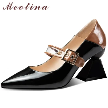 Meotina High Heels Women Mary Janes Shoes Natural Genuine Leather Strange Style High Heel Shoes Buckle Mixed Colors Pumps Female
Meotina High Heels Women Mary Janes Shoes Natural Genuine Leather Strange Style High Heel Shoes Buckle Mixed Colors Pumps Female