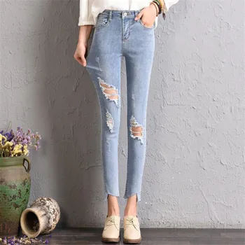 Hiawatha 2018 Hole Jeans Summer High Elasticity Pencil Pants Women Slim Denim Ankle-Length Pants JST030
Hiawatha 2018 Hole Jeans Summer High Elasticity Pencil Pants Women Slim Denim Ankle-Length Pants JST030