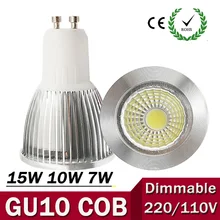 

Super Bright GU 10 Bulbs Light Dimmable Led Warm/White 85-265V 7W 10W 15W GU10 COB LED lamp light GU10 led Spotlight