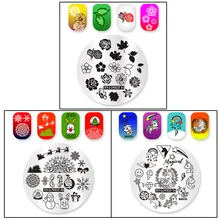 Arte do prego placas de carimbo modelos placa de carimbo redonda prego manicure diy conjunto ferramenta flor coelho pássaro animal indiano padrão(China)