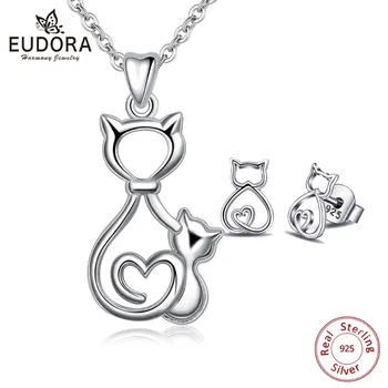 EUDORA 925 Sterling Silver Cat Jewelry Set HelloKitty Cats Pendant Necklace Stud Earrings Women Jewelry Christmas Gift E31D317
EUDORA 925 Sterling Silver Cat Jewelry Set HelloKitty Cats Pendant Necklace Stud Earrings Women Jewelry Christmas Gift E31D317
