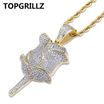 TOPGRILLZ Gold Rose Flower Petals Necklace & Pendant With 4mm Tennis Chain Iced Out Cubic Zircon Bling Men Hip Hop Jewelry Gifts
TOPGRILLZ Gold Rose Flower Petals Necklace & Pendant With 4mm Tennis Chain Iced Out Cubic Zircon Bling Men Hip Hop Jewelry Gifts