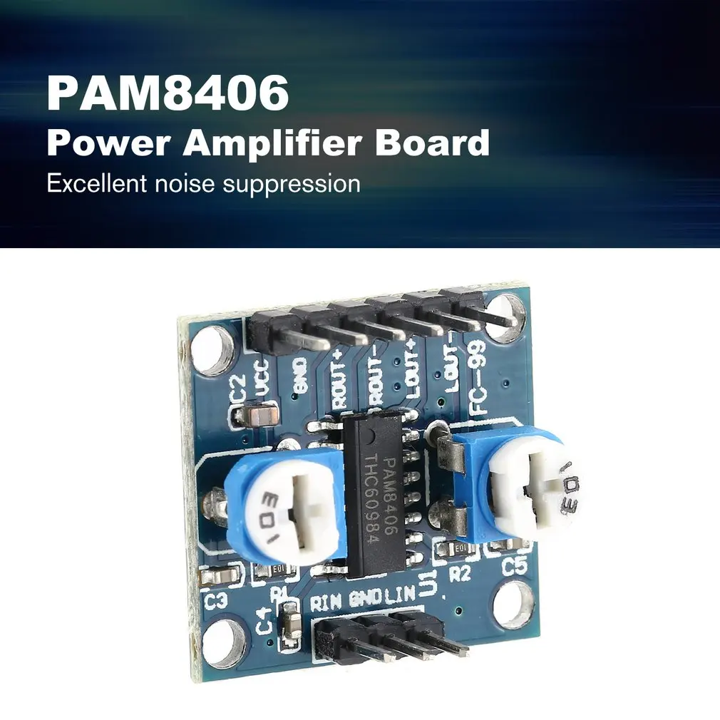 PAM8406 Digital Power Amplifier Board Stereo Audio Power amplifiers Board 5Wx2 Volume potentiometer without noise
PAM8406 Digital Power Amplifier Board Stereo Audio Power amplifiers Board 5Wx2 Volume potentiometer without noise