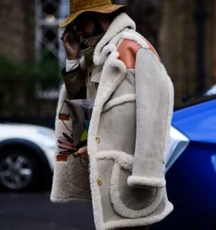 Image arlenesain real lambskin fur shearling coat women